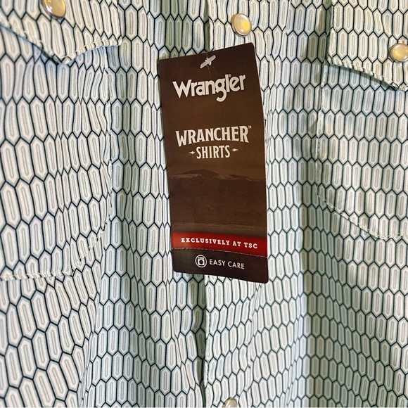 Wrangler Men's XXL Wrancher Green Geometric Print Long-Sleeve Pearl Snap Shirt - Picture 10 of 10